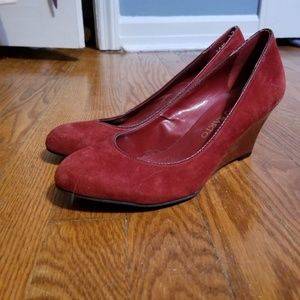 Franco Sarto Red Suede Wedges